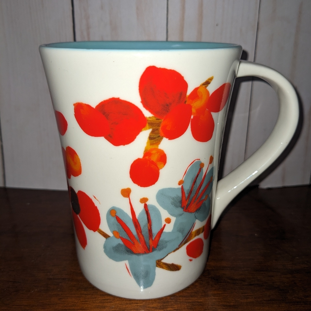 2008 Starbucks Exotic Flower Floral Coffee Mug Cup